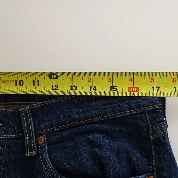 Levis 505 Straight Denim Jeans Men Size 34 x 34 Blue Dark Wash Distressed FLAW - Picture 9 of 14